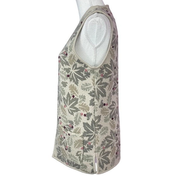 100% Wool Embroidered Vest S Woolrich Maple Leaves Boiled V-Neck Metal Clasp - Picture 4 of 15